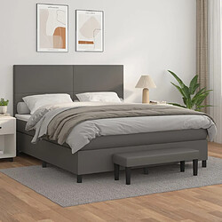 vidaXL Sommier à lattes de lit avec matelas Gris 160x200 cm Similicuir 