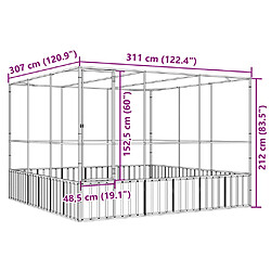 vidaXL Volière argenté 311x307x212 cm acier pas cher