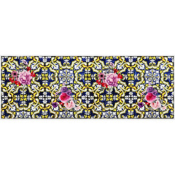 Alter Chemin de cuisine, 100% Made in Italy, Tapis résistant aux taches avec impression numérique, Tapis antidérapant et lavable, Modèle Maiolica - Bertina, 140x52 cm