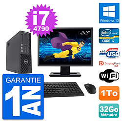 PC Dell T1700 SFF Ecran 22" Intel i7-4790 RAM 32Go Disque 1To Windows 10 Wifi - Occasion