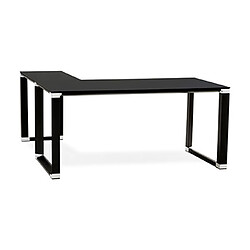 Mes Bureau d'angle 170x160x74 cm en verre noir - WARNY