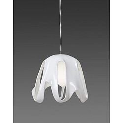 Luminaire Center Suspension Phantom 1 Ampoule E27, blanc brillant/verre blanc dépoli/chrome poli