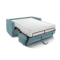 Acheter Inside 75 Canapé convertible express 120 MANDELIEU matelas 18cm sommier lattes velours côtelé bleu lagon