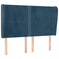 vidaXL Tête de lit avec oreilles Bleu foncé 147x23x118/128 cm Velours