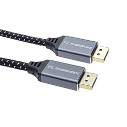 PremiumCord Câble DisplayPort 1.4 8K M/M 2 m, DisplayPort vers DisplayPort, 32,4 Gbps, vidéo 8K @ 60Hz, 4K @ 120 Hz, 2160p, HDCP 2.2, connecteurs dorés, câble textile tressé.