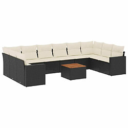 Maison Chic Salon de jardin 11 pcs avec coussins, Ensemble Tables et chaises d'extérieur noir résine tressée -GKD167709