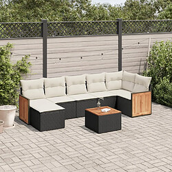 Maison Chic Ensemble Tables et chaises d'extérieur 8 pcs avec coussins,Salon de jardin noir résine tressée -GKD947870