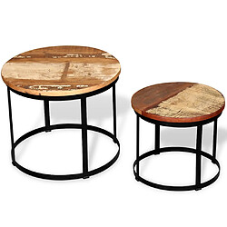 vidaXL Table basse 2 pcs Bois récupéré massif Rond 40 cm / 50 cm