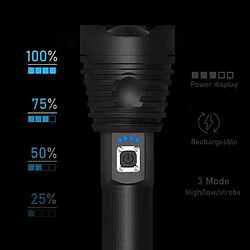 BESTA Lampe Torche LED,10000 Lumens Lampe de Poche XHP90 Ultra Puissante Ajustable Zoomable Étanche Torche,Lampe Torche Rechargeable USB,Contient 2*18650 batteries haute capacité pas cher