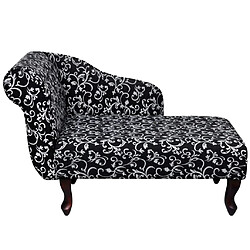 vidaXL Chaise longue Noir et blanc Tissu