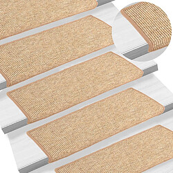 vidaXL Tapis d'escalier auto-adhésifs 15 pcs Marron clair 65x21x4 cm