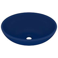 vidaXL Lavabo ovale de luxe Bleu foncé mat 40x33 cm Céramique