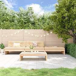 vidaXL Salon de jardin 4 pcs avec coussins bois massif