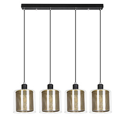 NETTLIFE Suspension Table à Manger Lampe Suspendue Vintage Rétro - Lampe Suspendue Design Or Noir 4 Ampoules E14 Lampe de Table à Manger en Verre et Métal Lampe de Salle à Manger Industrielle