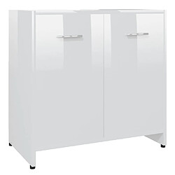 Maison Chic Armoire de salle de bain,Meuble de rangement,Meuble haut Blanc brillant 60x33x61 cm Aggloméré -GKD965132