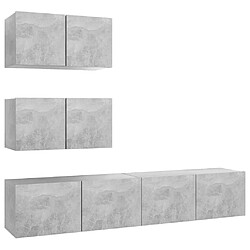 vidaXL Ensemble de meubles TV 4 pcs Gris béton Bois d'ingénierie