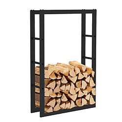 Range-Bûches d'Intérieur Kekai Rack III 60x25x100 cm Rangement à Bois avec Structure en Acier Galvanisé, Couleur Noir