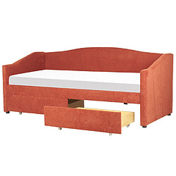 Beliani Lit à rangement en tissu rouge 90 x 200 cm VITTEL pas cher