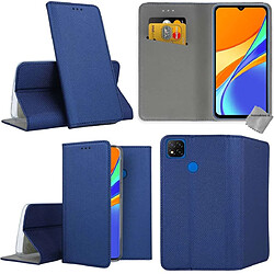 Htdmobiles Housse etui portefeuille avec coque intérieure en silicone pour Xiaomi Redmi 10A + film ecran - BLEU MAGNET