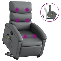 vidaXL Fauteuil inclinable de massage Gris Similicuir