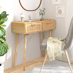 Maison Chic Table console | Meuble d'entrée | Table d'appoint Marron 80x30x75 cm Bois massif pin /rotin naturel -GKD72059