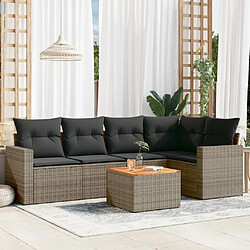 vidaXL Salon de jardin 6 pcs avec coussins gris résine tressée