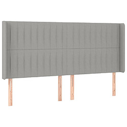 Maison Chic Tête de lit scandinave avec oreilles,meuble de chambre Gris clair 183x16x118/128 cm Tissu -MN29940