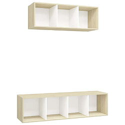 vidaXL Ensemble de meubles TV 2pcs Blanc chêne sonoma Bois ingénierie