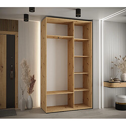 Avis Abiks Meble Armoire à portes coulissantes Davos 2 H235.2 x L130 x P60 2 portes coulissante (Noir/Noir/Or)