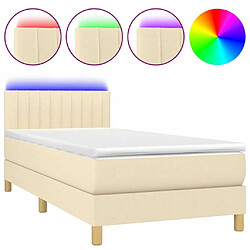 Sommier à lattes LED,Cadre à lattes de lit avec matelas pour Adulte Crème 90x190 cm Tissu -MN42862