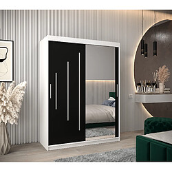 Abiks Meble Armoire YORK 2 À Portes Coulissantes 200/150/62 2 Portes (Blanc/Noir)