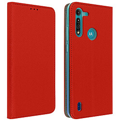 Avizar Étui Motorola Moto G8 Power Lite Housse Folio Porte-carte Fonction Support Rouge