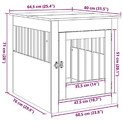 vidaXL Meuble de cage pour chiens gris béton 64,5x80x71 cm pas cher