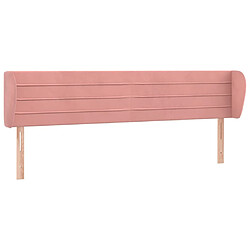 vidaXL Tête de lit avec oreilles Rose 163x23x78/88 cm Velours