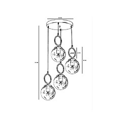 Avis Vente-Unique Lustre en métal 4 globes - D. 30 x H. 70 cm - Blanc et cuivre - ASROUN