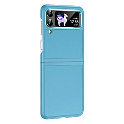 Coque en TPU + PU anti-chute, avec cadre de lentille de galvanoplastie pour votre Samsung Galaxy Z Flip3 5G/Z Flip4 5G - cyan