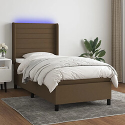 vidaXL Sommier à lattes de lit matelas LED Marron foncé 80x200cm Tissu