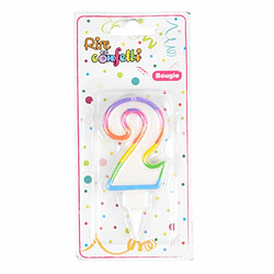 Paris Prix Bougie d'Anniversaire Chiffre 2 7cm Multicolore