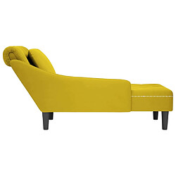 Acheter vidaXL Fauteuil long avec coussin et accoudoir droit jaune velours