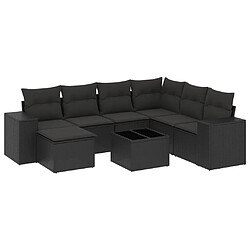 Maison Chic Salon de jardin 8 pcs avec coussins | Ensemble de Table et chaises | Mobilier d'Extérieur noir résine tressée -GKD67498