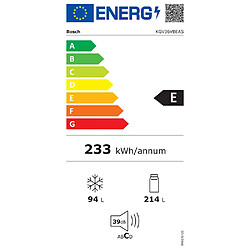 Réfrigérateur combiné 60cm 308l lowfrost noir - kgv36vbeas - BOSCH