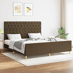 vidaXL Cadre de lit sans matelas marron foncé 160x200 cm tissu