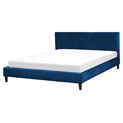 Beliani Lit double en velours bleu foncé 160x200 cm FITOU