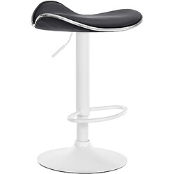 Decoshop26 Tabouret de bar x1 assise ergonomique en PVC noir pied en trompette en métal blanc 10_0005386