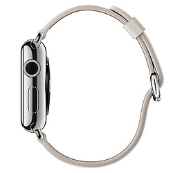 Acheter Wewoo Bracelet en cuir avec bouton de montre classique pour Apple Watch séries 3 et 2 & 1 38 mm blanc