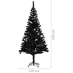 vidaXL Arbre de Noël artificiel pré-éclairé et boules noir 240 cm PVC pas cher