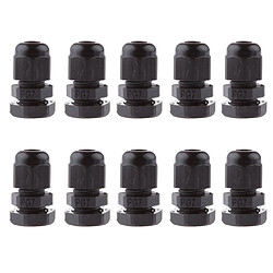 10pcs plastique noir IP68 étanche PG7 étoupe Range Connector 3-6.5mm