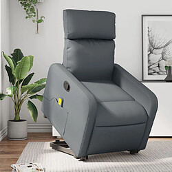 vidaXL Fauteuil inclinable de massage Gris Similicuir