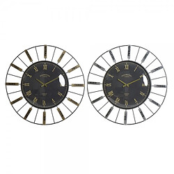 Look & Feel Horloge Murale DKD Home Decor Verre Argenté Doré Fer (2 pcs) (70 x 7 x 70 cm)