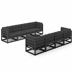 Maison Chic Salon de jardin 9 pcs + coussins - Mobilier/Meubles de jardin - Table et chaises d'extérieur Bois de pin massif -MN83292